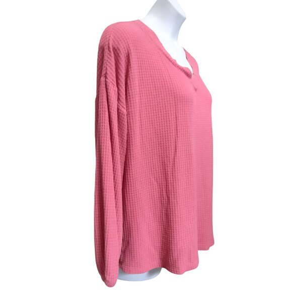 Lane Bryant Size 14/16 Top Womens Pink Textured Long Sleeve Lightweight Casual - Picture 3 of 7